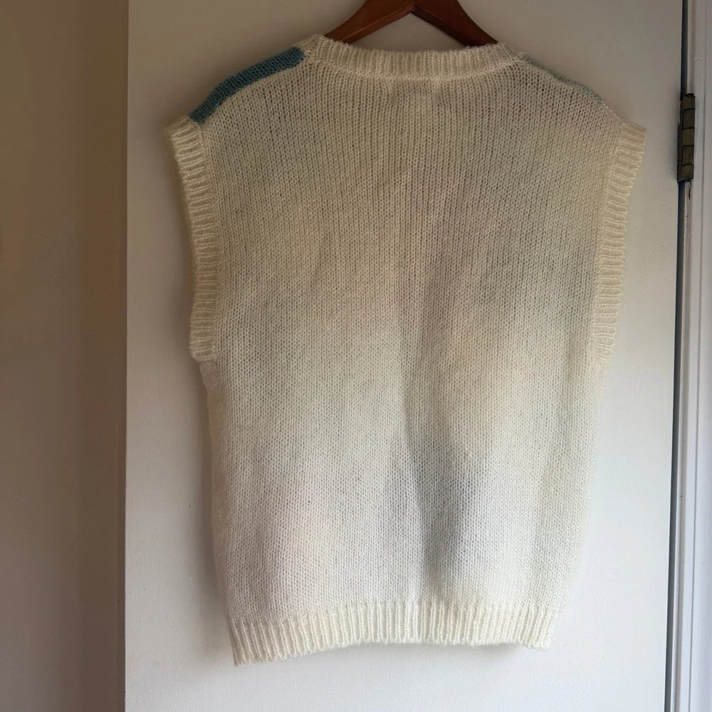 The Villager Floral Knit Sleeveless Sweater Vest Women's Size L